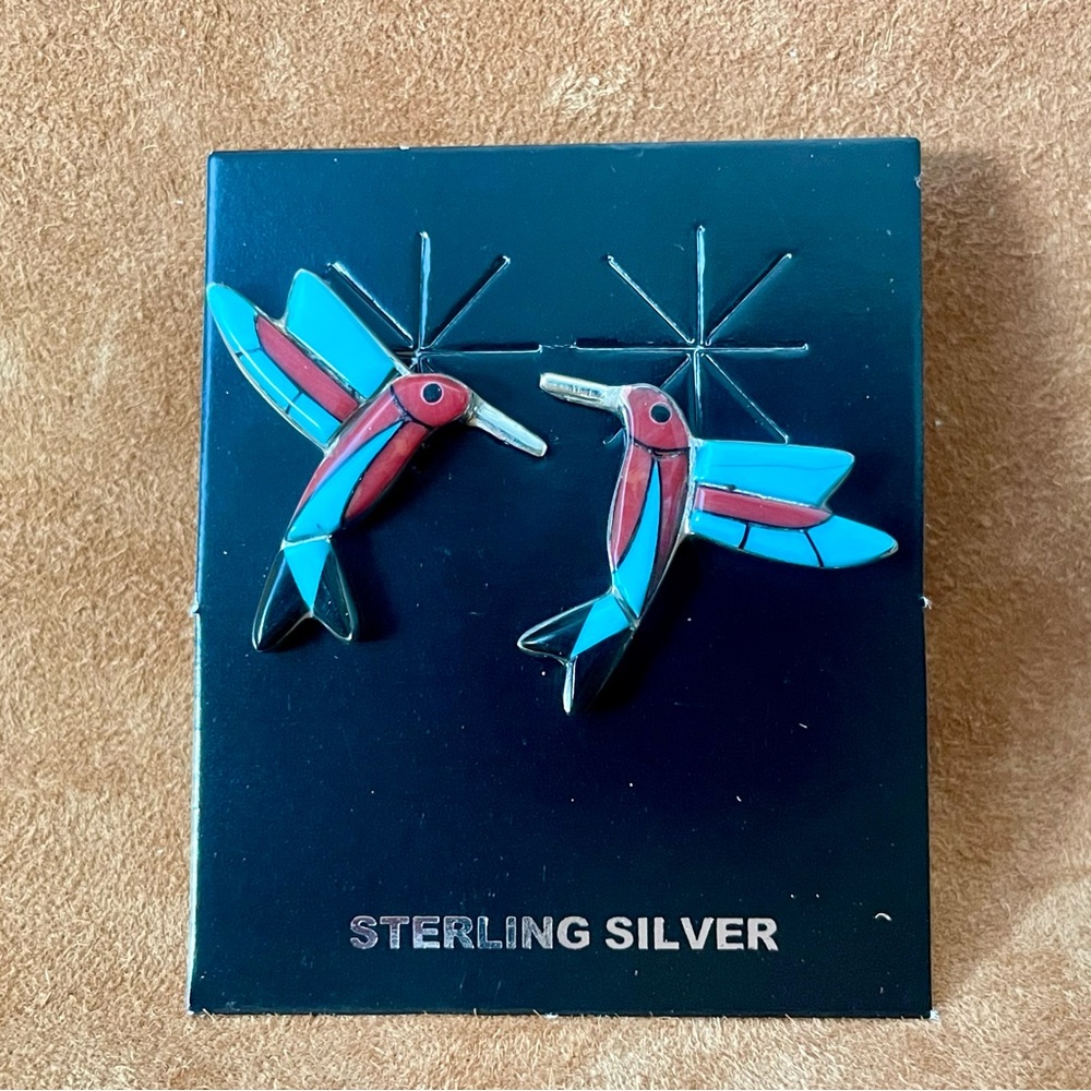 Sterling Silver Hummingbird Post Earring - Picture 3 of 3